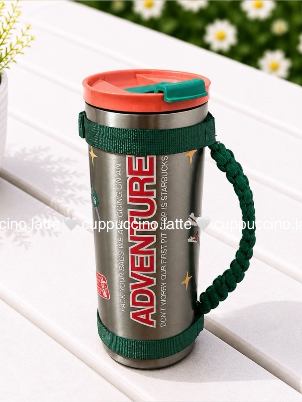 NWT Starbucks + Dandy Adventure Stainless Steel Water Bottle & Woven Handle
